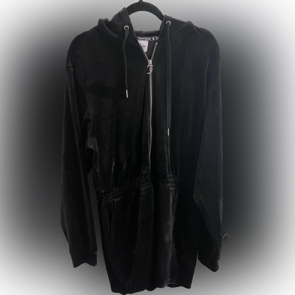 Juicy Couture velour hooded shorts romper
